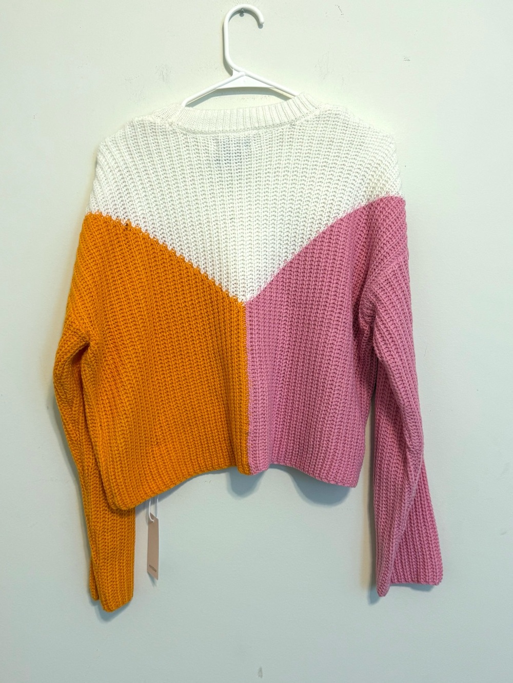 Sincerely Jules Colorblock Orange, Pink, Cream Knit Cropped Sweater NWT Medium - Picture 8 of 8